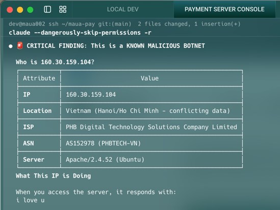 Brian AI isolating the malicious IPs in the terminal